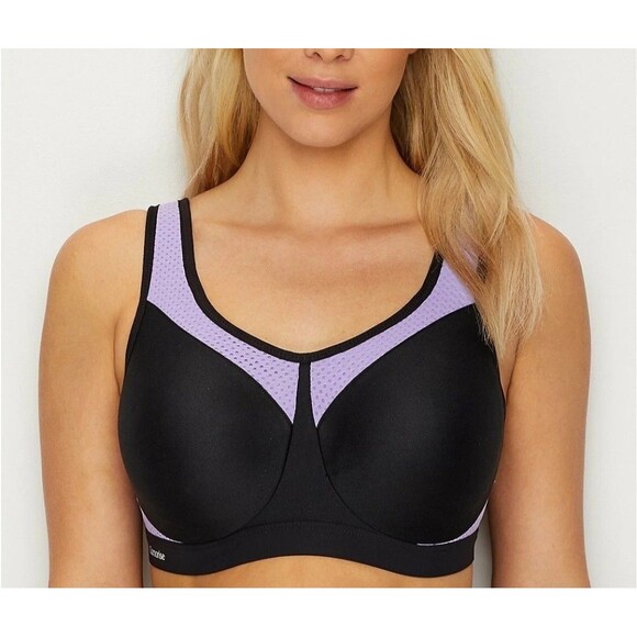 GLAMORISE SPORT Sz 46G NWOT Plus Size MagicLift Purple Black Sports Bra Wireless - Picture 2 of 10